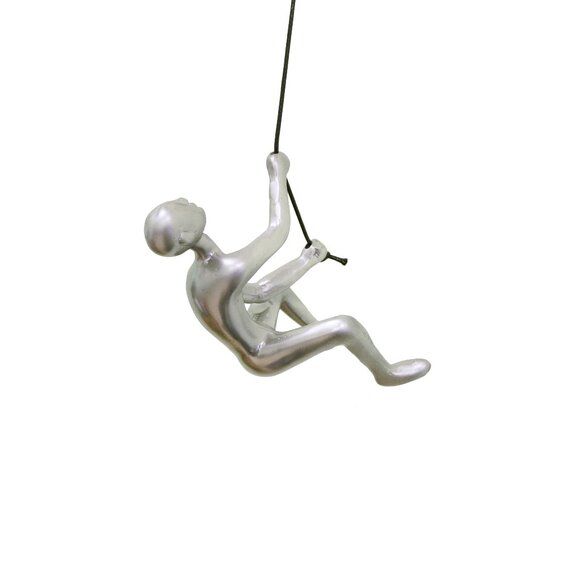 Climbing Man Home Decor Classic Wall-Art Sculpture | 1-Piece | Silver - Picture 1 of 5